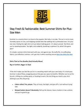 Stay Fresh & Fashionable Best Summer Shirts for Plus-Size Men