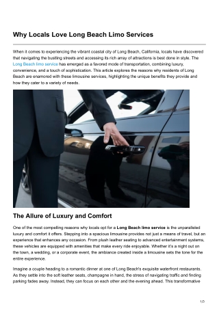 Why Locals Love Long Beach Limo Services