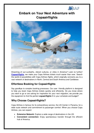 Embark on Your Next Adventure with copaairflights