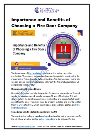 Importance and Benefits of Choosing a Fire Door Company