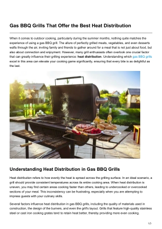 Gas BBQ Grills That Offer the Best Heat Distribution