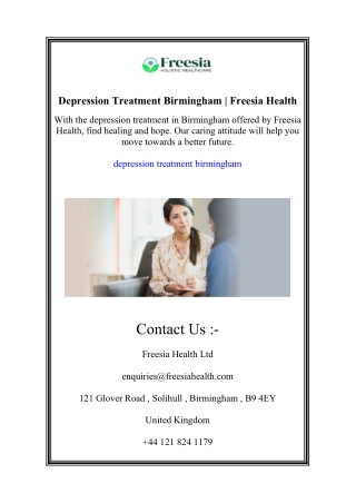 Depression Treatment Birmingham | Freesia Health