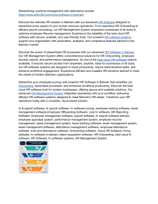 Best Cloud HR Software for Bahrain’s HR Needs