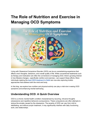 The Role of Nutrition and Exercise in Managing OCD Symptoms