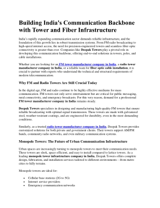 Building India's Communication Backbone with Tower