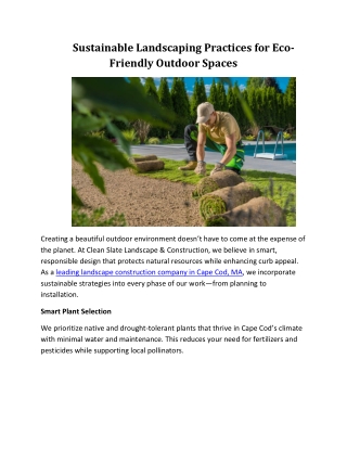 Sustainable Landscaping Practices for Eco-Friendly Outdoor Spaces