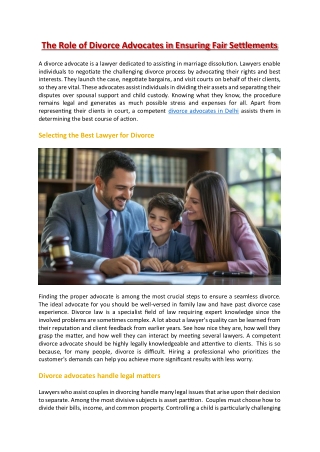 The Role of Divorce Advocates in Ensuring Fair Settlements