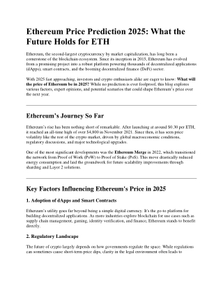 Ethereum Price Prediction 2025