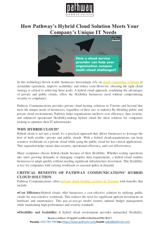 How Pathway’s Hybrid Cloud Solution Meets Your Company’s Unique IT Needs