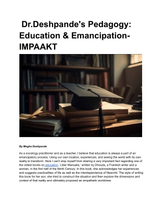 _Dr.Deshpande's Pedagogy_ Education & Emancipation- IMPAAKT