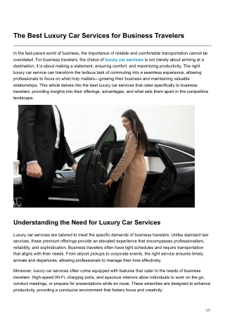 The Best Luxury Car Services for Business Travelers