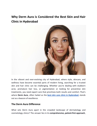 Why Derm Aura is Considered the Best Skin and Hair Clinic in Hyderabad