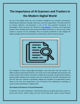 The Importance of AI Scanners and Trackers in the Modern Digital World