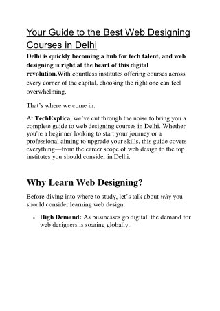 Web designing Courses in Delhi