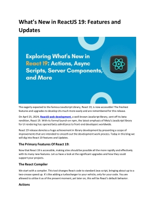 What’s New in ReactJS 19: Features and Updates