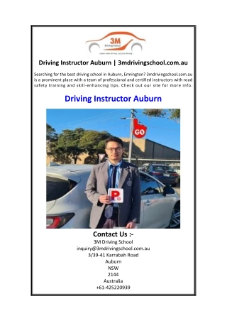 Driving Instructor Auburn  3mdrivingschool.com.au