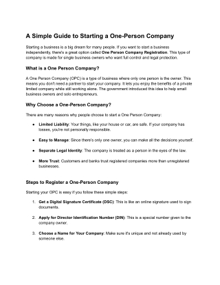 A Simple Guide to Starting a One-Person Company