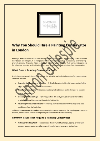 Why You Should Hire a Painting Conservator in London