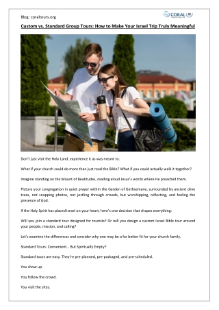 Custom or Standard Group Tour for Israel Trip | Coral Travel & Tours