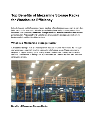 Top Benefits of Mezzanine Storage Racks for Warehouse Efficiency (1)