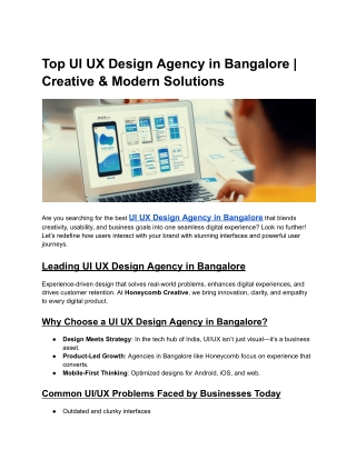 UI UX Design Agency in Bangalore