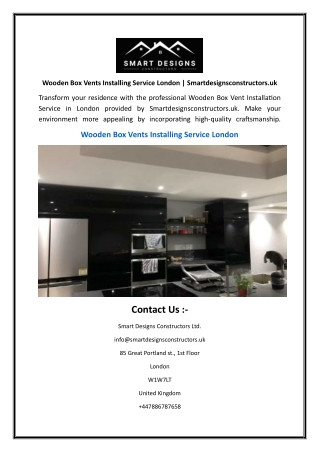 Wooden Box Vents Installing Service London  Smartdesignsconstructors.uk