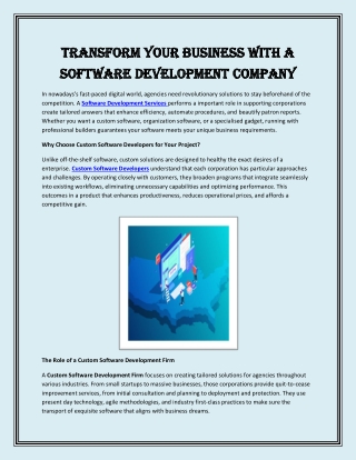 Transform Your Business with a Software Development Company