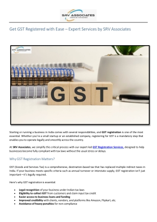 Quick GST Registration with SRV Associates!