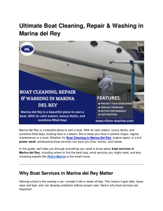 Ultimate Boat Cleaning, Repair & Washing in Marina del Rey