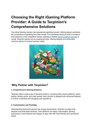 Choosing the Right iGaming Platform Provider_ A Guide to Tecpinion's Comprehensive Solutions