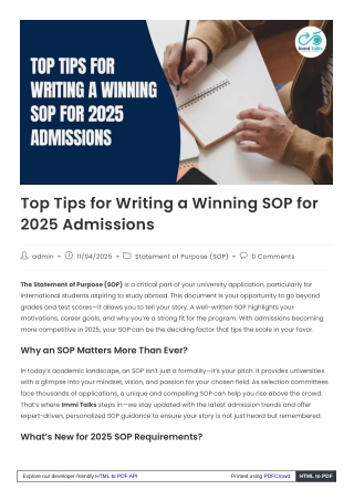Writing the Perfect SOP for 2025 Here’s What Universities Expect