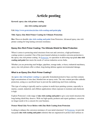 Epoxy Zinc Rich Primer Coating for Ultimate Protection