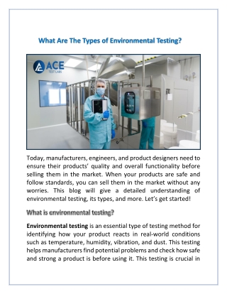 What Are The Types of Environmental Testing