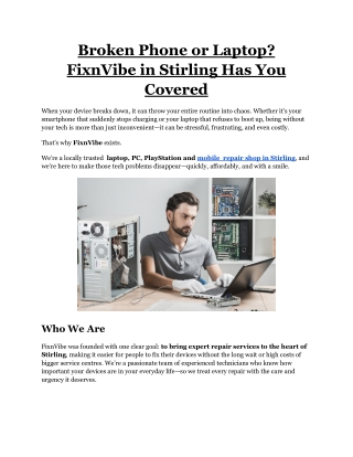 Broken Phone or Laptop? FixnVibe in Stirling Has You Covered