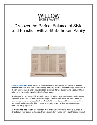 Discover the Perfect Balance of Style and Function with a 48 Bathroom Vanity