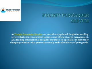 Freight Forwarder Service..