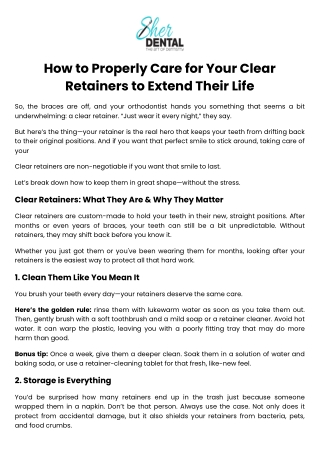 How to Properly Care for Your Clear Retainers to Extend Their Life