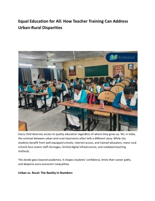 Equal Education for All_ How Teacher Training Can Address Urban-Rural Disparities