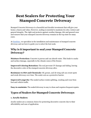 Best Sealers for Protecting Your Stamped Concrete Driveway