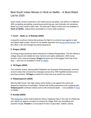 Best South Indian Movies in Hindi on Netflix – A Must-Watch List for 2025