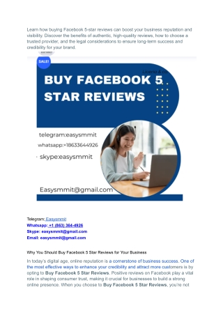 Learn how buying Facebook 5-star reviews can boost your business reputation and visibility