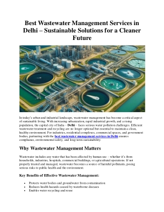 Best Wastewater Management Services in Delhi - zeta4.in