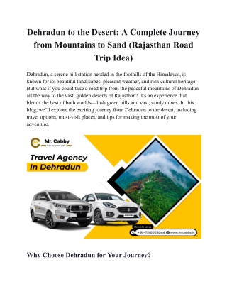 Travel Agency in Dehradun - Mr. Cabby