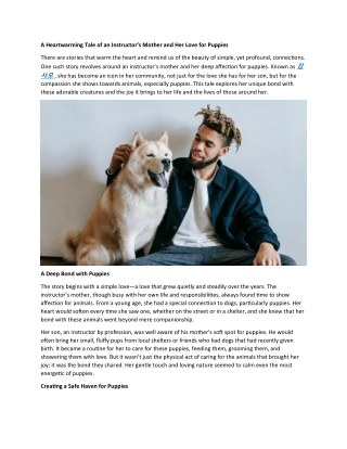 A Heartwarming Tale of an Instructor’s Mother and Her Love for Puppies