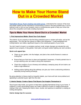 How to Make Your Home Stand Out in a Crowded Market