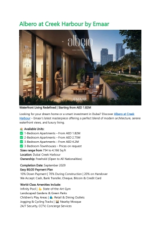 Albero at Creek Harbour by Emaar