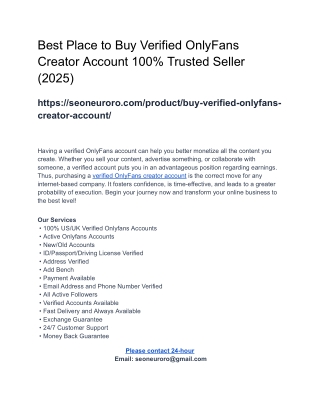 Best Place to Buy Verified OnlyFans Creator Account 100% Trusted Seller (2025)