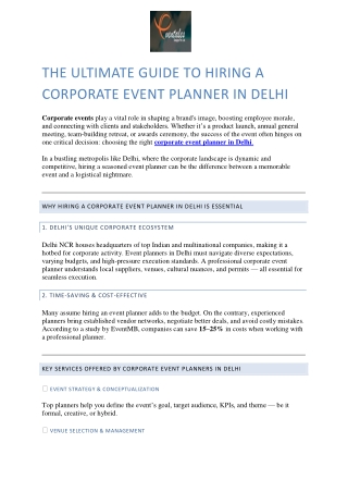 The Ultimate Guide to Hiring a Corporate Event Planner in Delhi