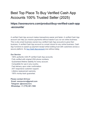 Best Top Place To Buy Verified Cash App Accounts 100% Trusted Seller (2025)