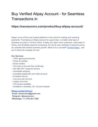 Buy Verified Alipay Account - for Seamless Transactions in